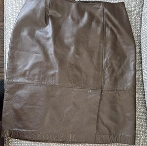Natural Leather Brown Skirt